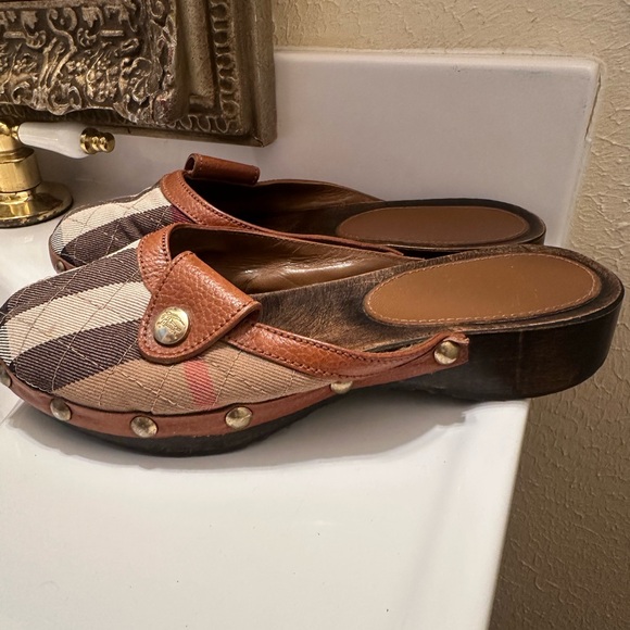 Burberry Brown and Black Plaid Mules 6 - Picture 3 of 8